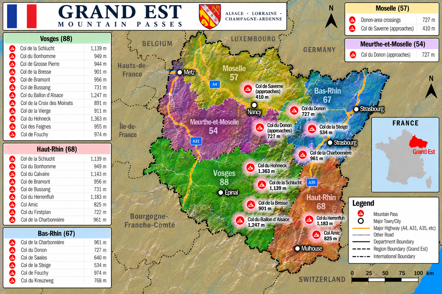 Grand Est & Vosges Map